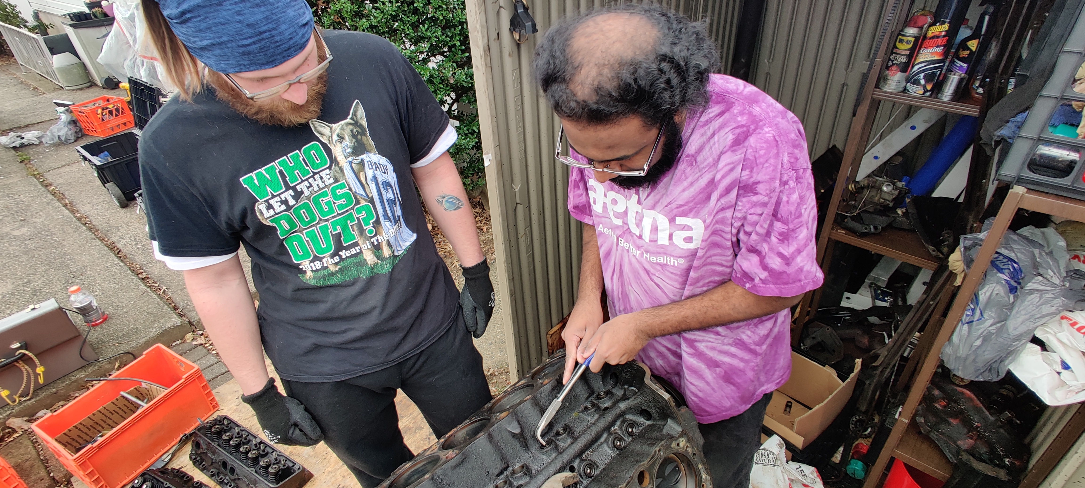Nick and Stephen remove the hydrolic lifters